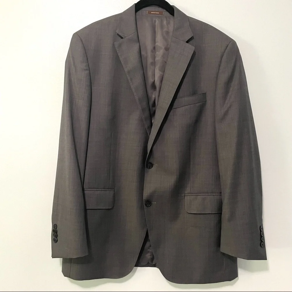 Peter Millar Mens Gray Classic Fit Wool Suit Jacket Size 40R